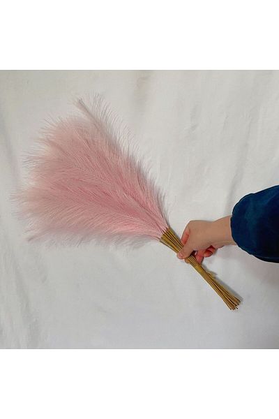 Choice 10pcs light pink 55CM 10PCS Fluffy Pampas Grass Boho Decor Flower Fake Plant Reed Simulated Wedding