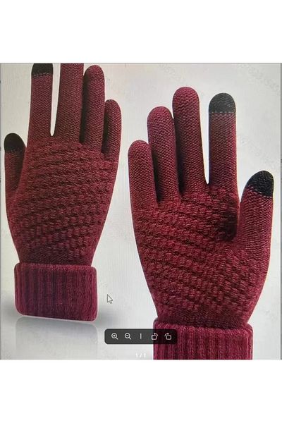 Choice 1Pair Red Women Men Warm Winter Touch Screen Gloves Stretch Classical Knit Mittens Wool Full Finger
