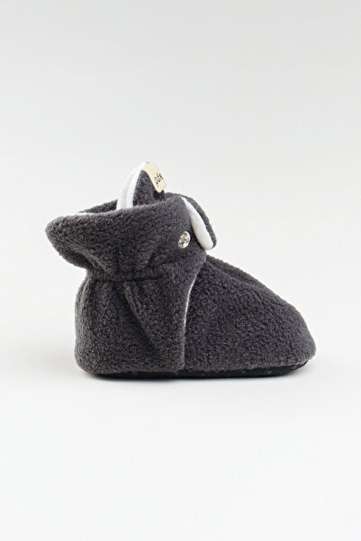 pufien Organik Pamuk Astarlı, Bebek İlk Adım Ayakkabısı, Kaydırmaz Taban, Bebek Pandufu, Antrasit Patik