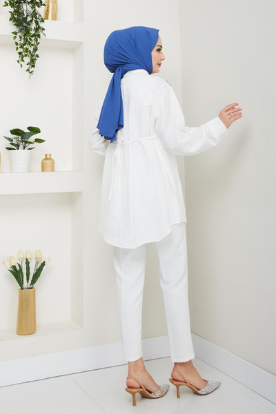 PALME D'OR Жіноча сорочка з паєтками та поясом на талії