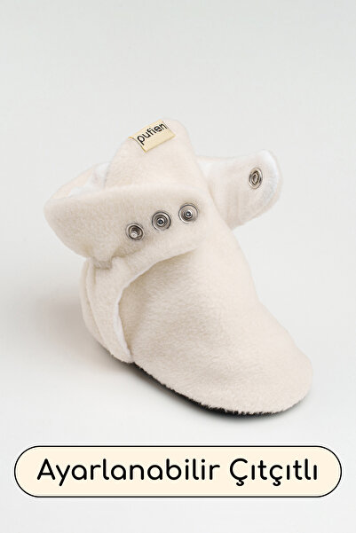 pufien Non-Slip Sole First Step Shoes White Baby Booties