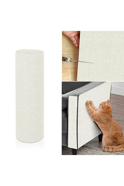 Choice 30x200CM Warm white Self-Adhesive Cat Scratch Mat Durable Sisal Furniture Protector DIY Customizable