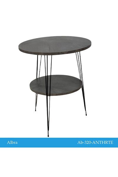 TrentonGCC Modern Round Two-Tier Side Table with Metal Hairpin Legs