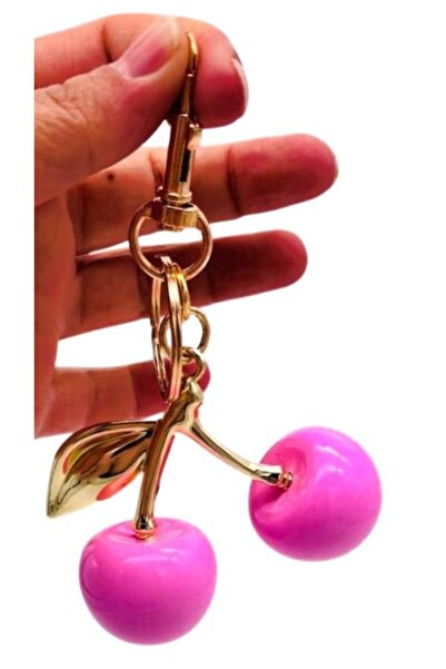 angel çanta aksesuar Angel Bag Accessory Pink Cherry Keychain, Bag Ornament