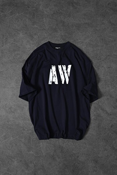 Slatra Ανδρικό μπλουζάκι με στάμπα Navy Blue AW Oversize