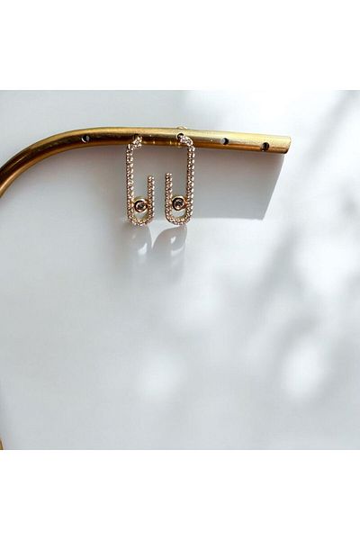 NiAccessory Zircon Stone New Season Paperclip Steel Earrings