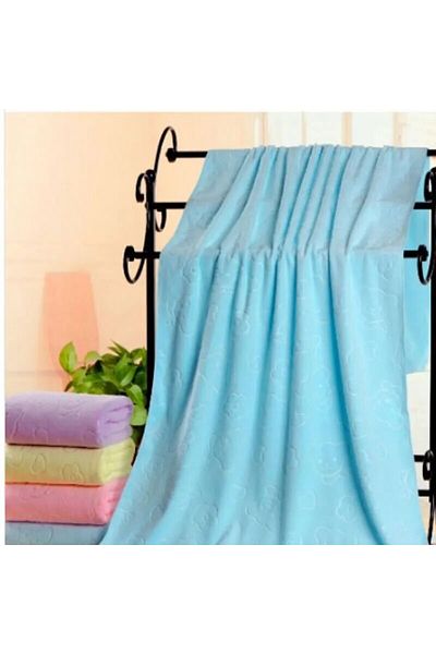 Choice blue Please see below for detailed size 1pc Cute Bear Textured Lightweight Shower Towel, Super Fine