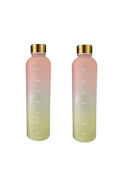 Choice زجاجة سعة 1 لتر باللون الوردي والأصفر بسعة 1000 مل مع علامة زمنية 32 أ...