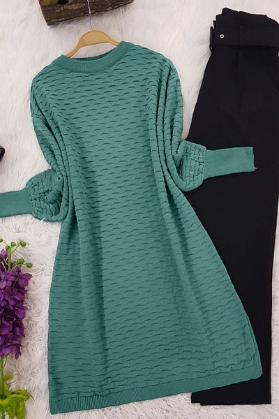 Modamorfo Embossed Pattern Knitwear Tunic
