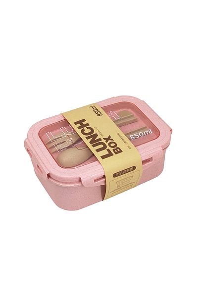 Choice 850ml Pink Kitchen 850ml Microwave Lunch Box Wheat Straw Dinnerware Food Storage Container Children