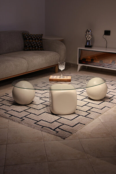 Velura Home & Living Orta Sehpa & Modern Küre Sehpa & Bohem Top Sehpa