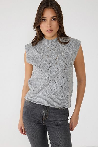 No Matter What Geometric Patterned Sleeveless Knitwear Sweater