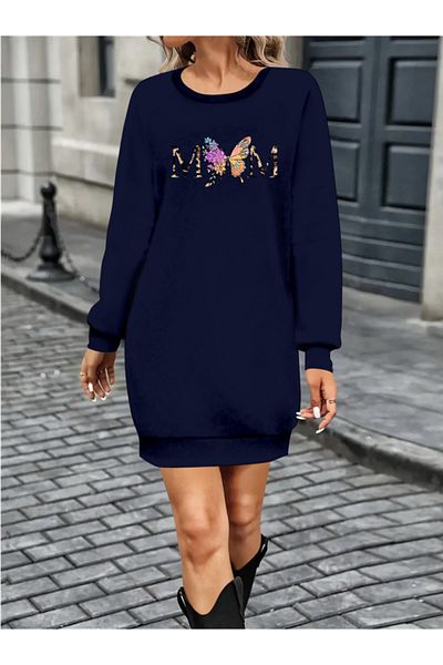 İpeksi Silky Women's Long Sleeve Crew Neck Viscose Two Thread Dress