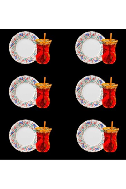 DUKKANI ISTANBUL Paşabahce - طقم فناجين شاي توليب متنوعة مكون من 18 قطعة لـ 6...