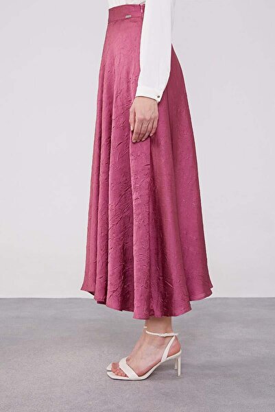 Levidor Koyu Gül Kurusu Kraş Saten Etek