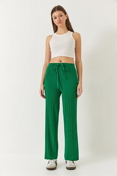 Bianco Lucci Women's Elastic Waist Ribbed Palazzo Trousers 20223118