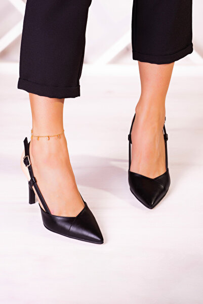 Erkan Saçmacı Sacha Black Open Back Stiletto