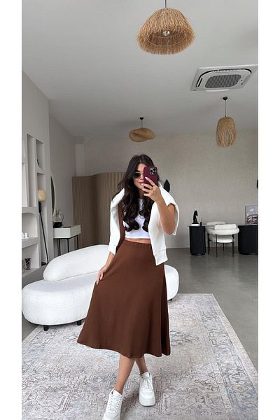 Buket Teke Brown Camisole Skirt