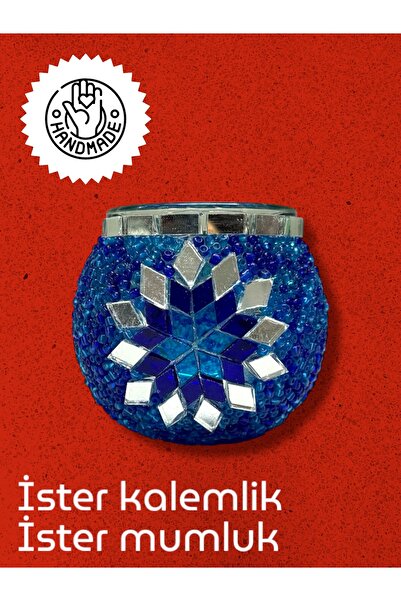 YILDIZ El Yapımı Masaüstü Dekoratif Mozaik Mumluk Tealight (10cm x 10cm)