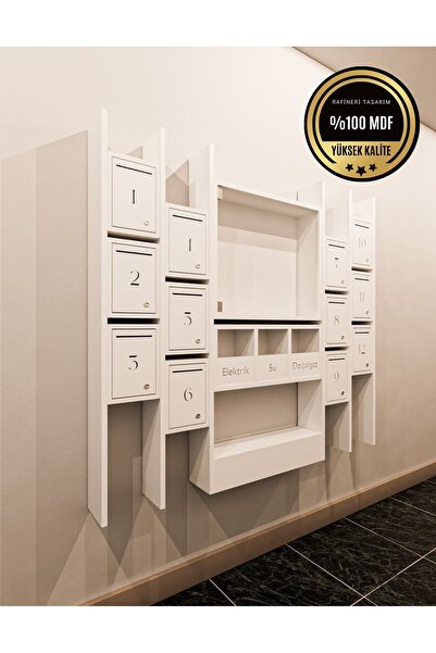 rafineritasarım ELİPS Posta Kutusu MDF 12 ' Lİ BEYAZ