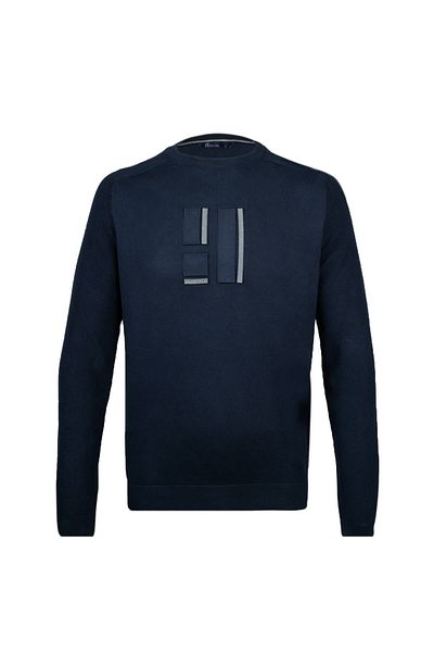 Hatemoğlu Navy Blue Regular Fit Crew Neck Cotton Knitwear Sweater