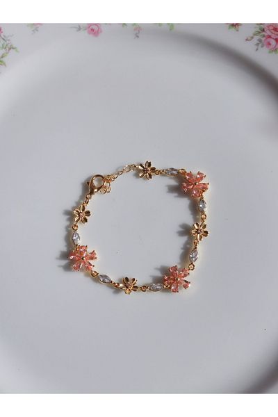 Reorah Collection Flower Ladies Code ‎   Bracelet-Pink Flower Elegant Bracelet