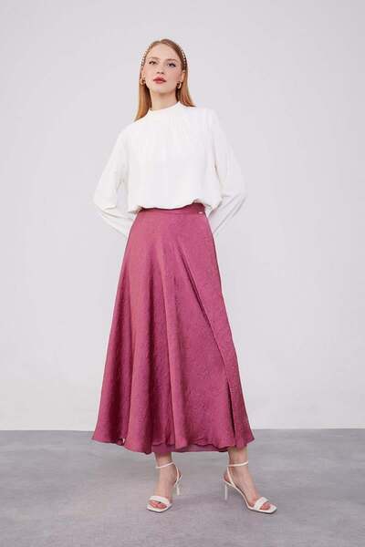 Levidor Koyu Gül Kurusu Kraş Saten Etek