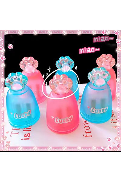 Meyra Accessories Cat Paw Double Blade Litter Box with Container Sharpener with Lid Cute Children's Gift 1Pc