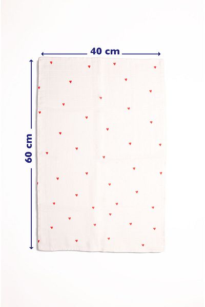 EMAYlab Cupid Heart Patterned 100% Muslin - Cotton Kitchen Drying Cloth and Baby Shoulder Diapers (Set of 3)