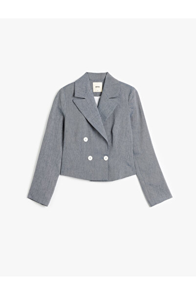 Koton Long Sleeve Buttoned Double Breasted Lapel Crop Blazer Jacket