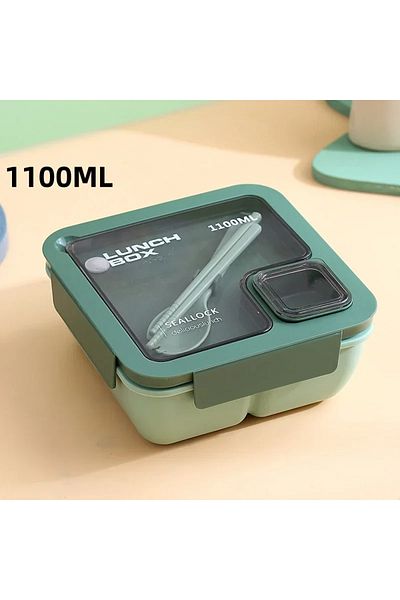 Choice Green-1100ML 850ml/1100ml Portable Lunch Box Microwave Bento Boxes with Tableware for Kids School Of