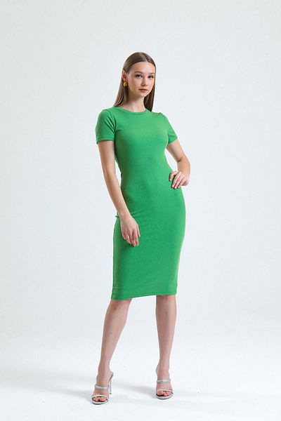Miss Murem Green Crew Neck Dress