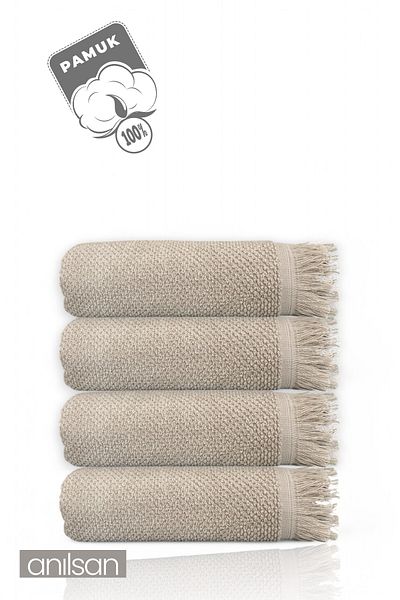 Anılsan 4 Πετσέτες Μπάνιου Μπεζ Jelena - 70x140 cm, 490 gr, 100% βαμβάκι, πετσέτες σπα και ξενοδοχείου, κατάλληλες για καθημερινή χρήση