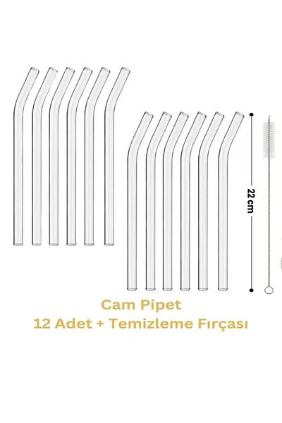 BKC HOME 12-Piece Glass Straw and Straw Cleaning Brush, Thick Glass Straw
