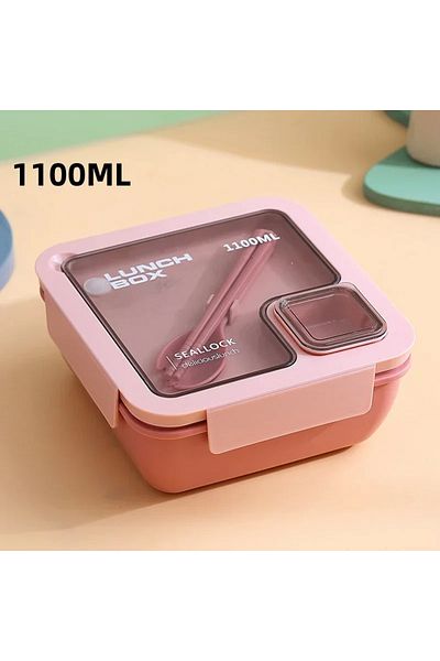 Choice Pink-1100ML 850ml/1100ml Portable Lunch Box Microwave Bento Boxes with Tableware for Kids School Off