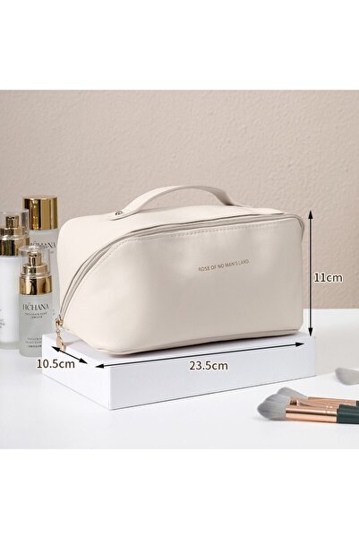 Choice CHINA Milk apricot white PU Pillow Cosmetic Bag Large Capacity Cosmeti...