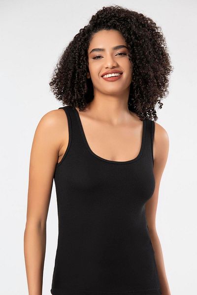 ERDEM İÇ GİYİM Erdem Weweus 2106 Model Soft Texture Negru Vâscoză Camisole Tank Top