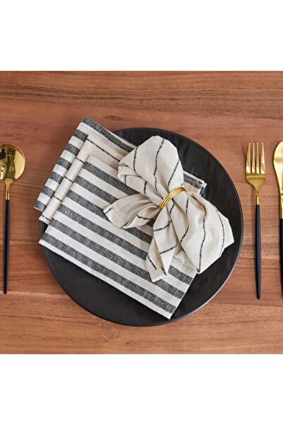 Home Box Noir Stripe 4-Piece Napkin Set 40x40 cm