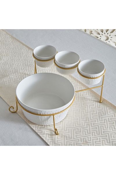 Home Box Celtic 4-Piece Bowl Set with Stand