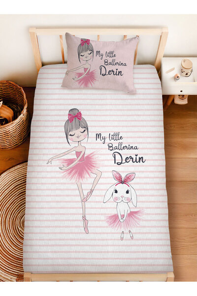 Homamia İsme Özel %100 Pamuk 160x230 Tek Kişilik Pike Takımı Tavşanlı Balerin