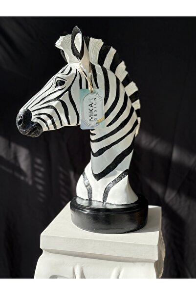 Mikkartdesign Dekoratif Polyester Zebra Heykel - Siyah Beyaz