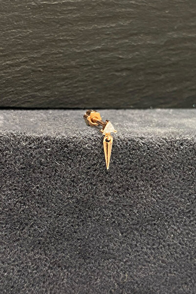 La femme by begum Beyaz Üçgen Taş ve Sallantılı Arka Çiçek Döndürmeli Rose Gümüş Piercing,helix,flat,tragus,conch,