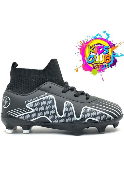 Kids Club Shoes Pantofi de fotbal pentru copii Cool Pele cu șosete - negru