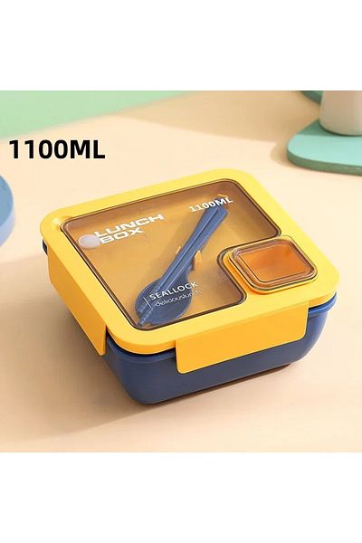 Choice Blue-1100ML 850ml/1100ml Portable Lunch Box Microwave Bento Boxes with Tableware for Kids School Off