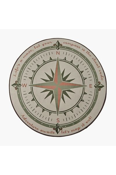 Home Box Joy Adventurer Ben Compass Printed Flannel Rug 120 cm