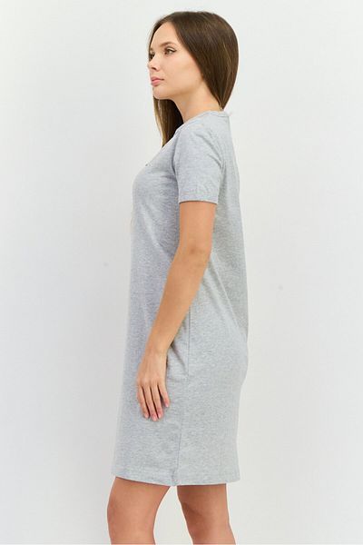 Lyle & Scott Women Crew Neck Short Sleeve Embroidered T-shirt Dress, Light Grey Heather