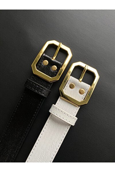 LİA KEMER 2-пари квадратних швів Золота пряжка Ремінь Ремінь для пояса Ремінь...