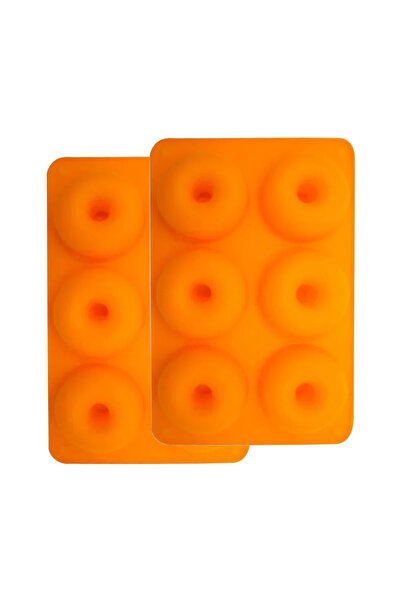 Choice قالب دونات سيليكون 6 فتحات برتقالي قطعتين، قالب خبز غير لاصق مقاوم للح...