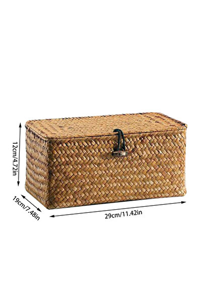 Choice One Size 29 x 19 x 12 Handmade Wicker Woven Storage Box Rattan Storage Finishing Basket with Lid Sun