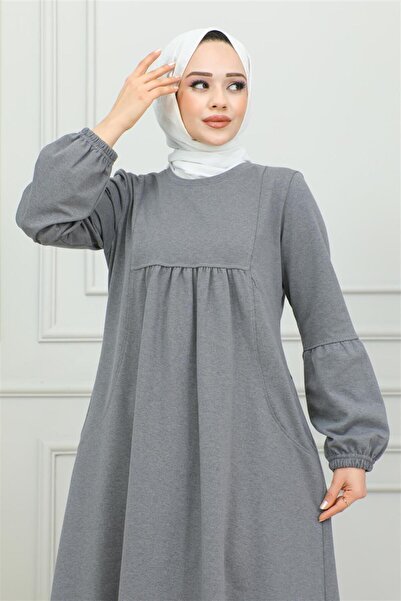 Mec Fashion Αθλητικό φόρεμα με μανίκια μπαλόνι ΓΚΡΙ